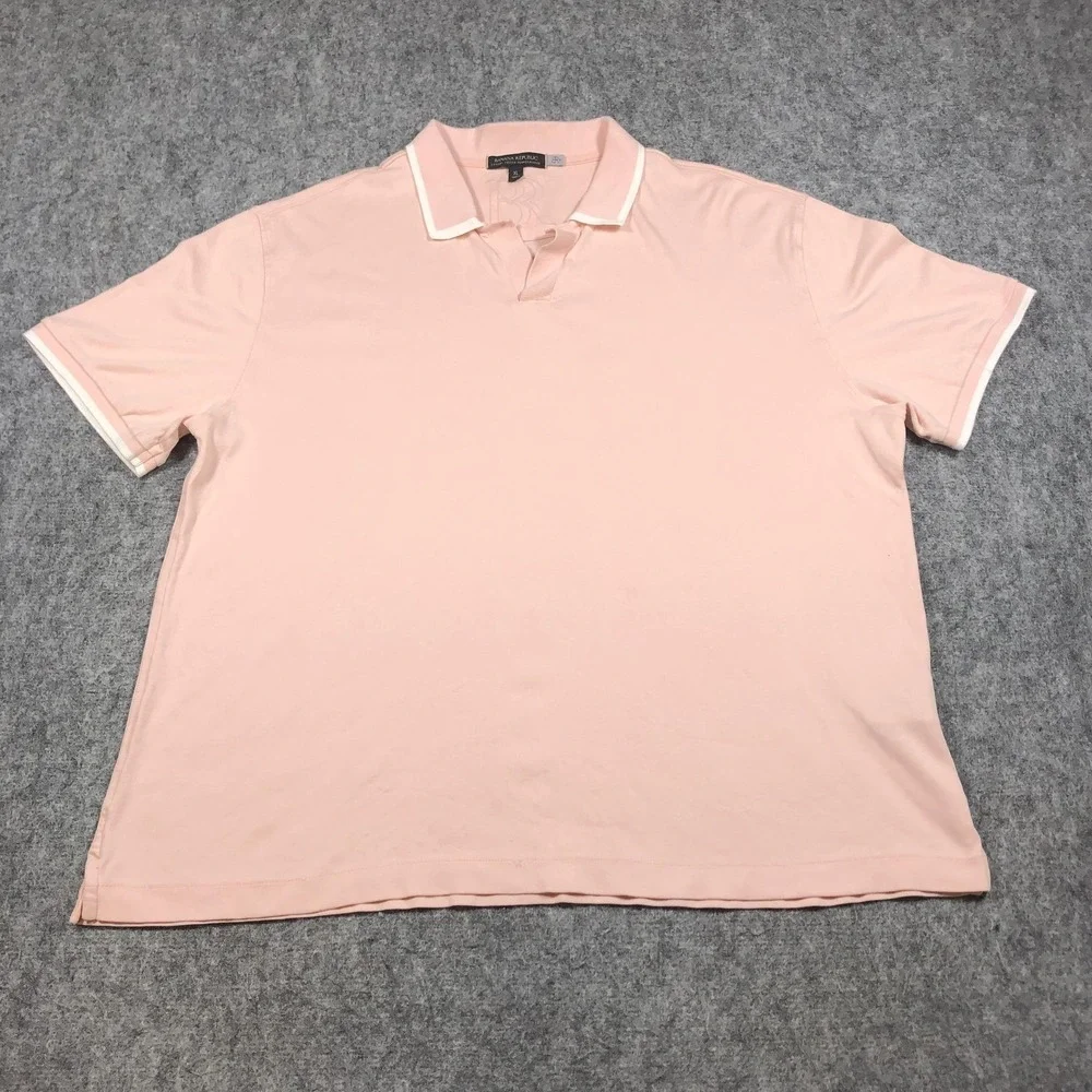 Banana Republic Polo Shirt Mens XL Pink Luxury Touch Performance Cotton Casual